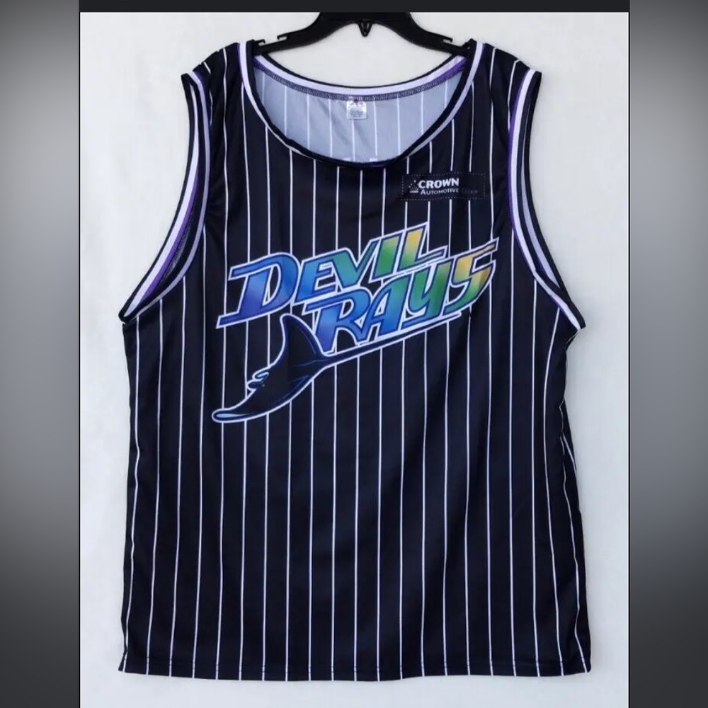 TAMPA BAY DEVIL RAYS BRETT PHILLIPS #35 MLB SGA BASKETBALL JERSEY ADULT SIZE XL